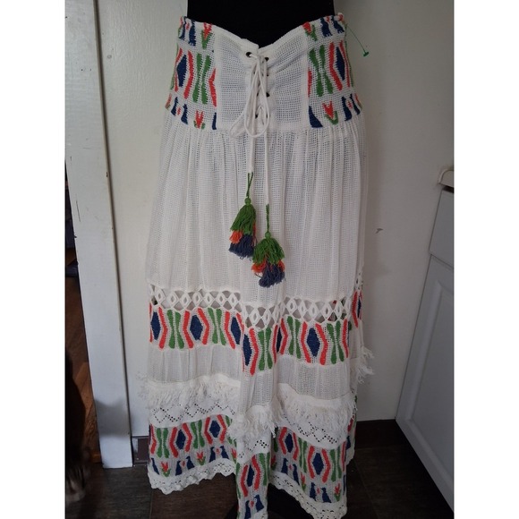 Place Nationale Dresses & Skirts - Place Nationale Free People Le Gosier White Embroidered Maxi Skirt Size 2 NWT